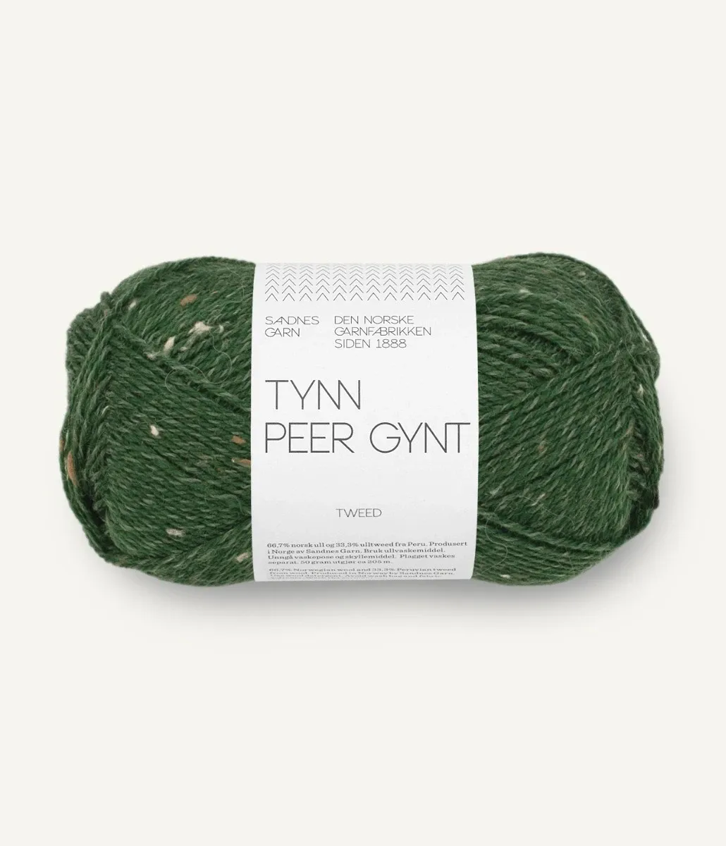 8085 Skoggrønn m/Natur Tweed - Tynn Peer Gynt
